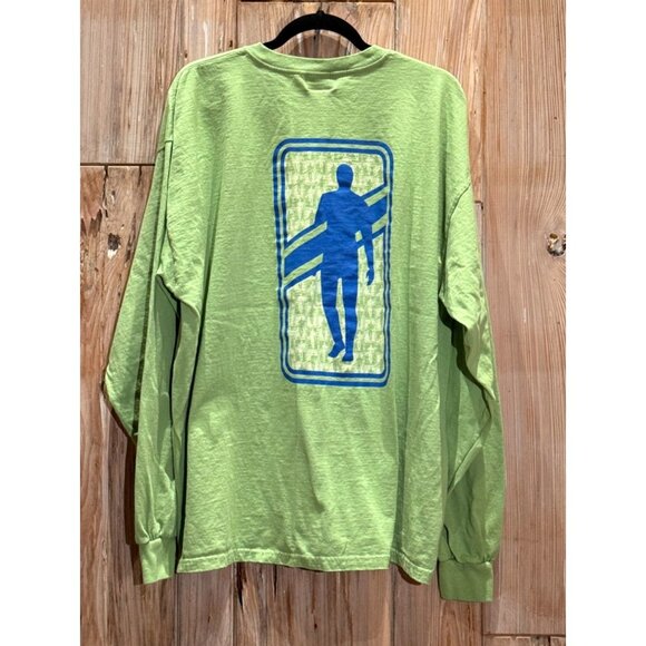 Dune Road Urban Surfwear XXL Long Sleeve Green T-Shirt With Blue Surfer Logo - Picture 2 of 4